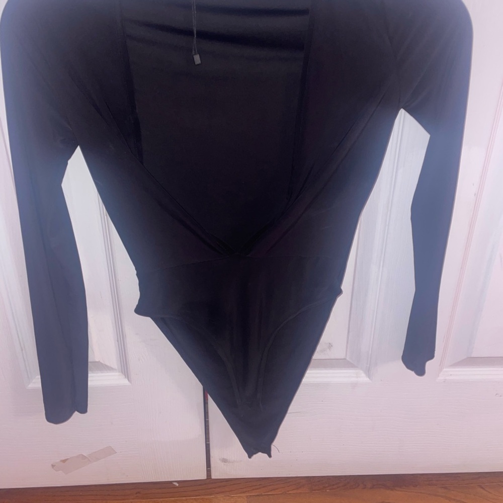 Nasty Gal Black Deep V-Neck Bodysuit